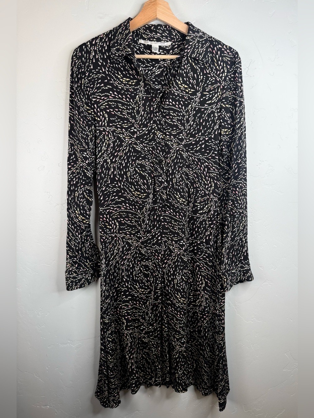 Diane von Furstenberg Silk Shirt Dress Button-Down Collared Midi Dress Size 8 - Picture 2 of 10
